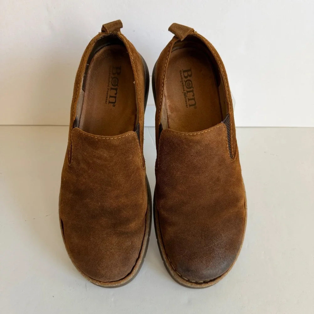Born Leather Slip On Loafers 11 Brown Casual Comfort‎ Cottage Rustic Normcore
